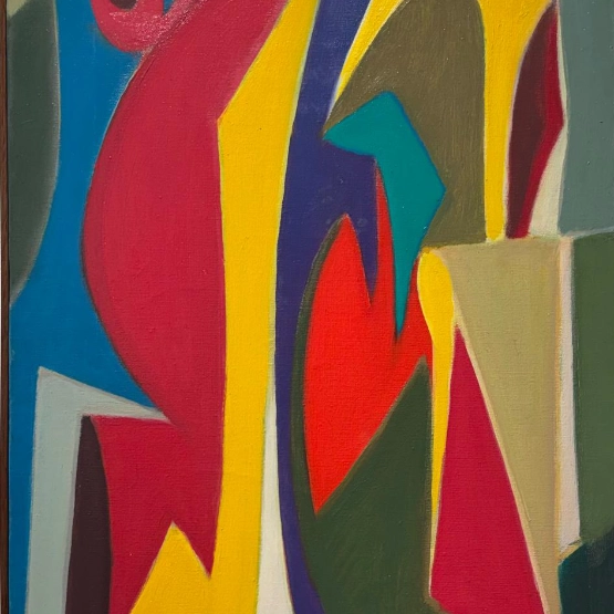 Filippo Scroppo,&nbsp;Astrazione gioiosa, olio su tela, 70x40 cm